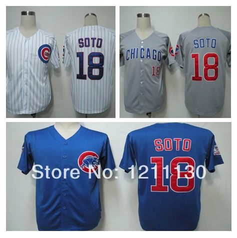 Cheap Sale Chicago Cubs Jerseys Shirt #18 Geovany Soto Baseball Jersey  Throwback Home Team Color Blue