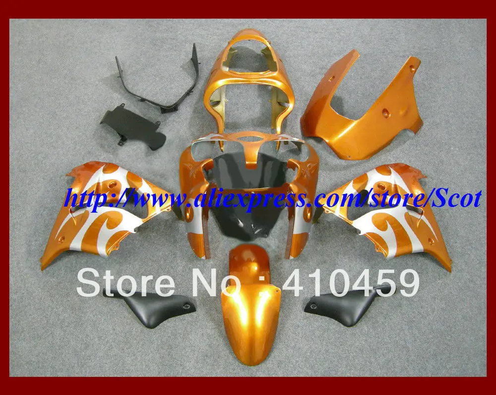 

2013 Fashion golden white Fairing kit for KAWASAKI Ninja ZX9R 00 01 ZX 9R 2000 2001 ZX-9R 00-01 2000-2001 body work