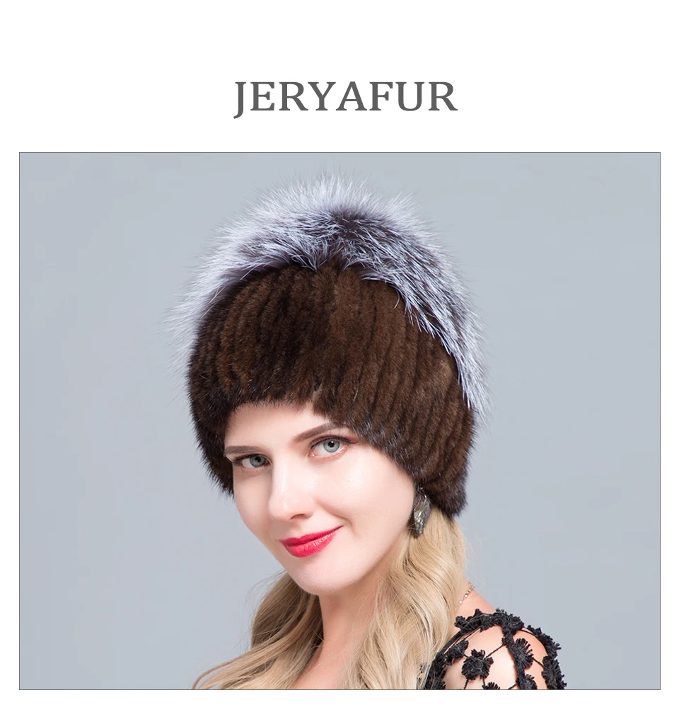 JERYAFUR, новые модные зимние шляпы для женщин, меховая шапка из натуральной норки, женские Лоскутные Шапки из лисьего меха, смешанные цвета, внутренние вязаные шапки, теплые