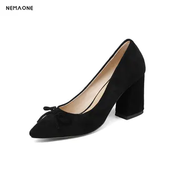 

NEMAONE microfiber women pumps fashion high heels pointed toe shoes woman dress party office ladies shoes pumps size