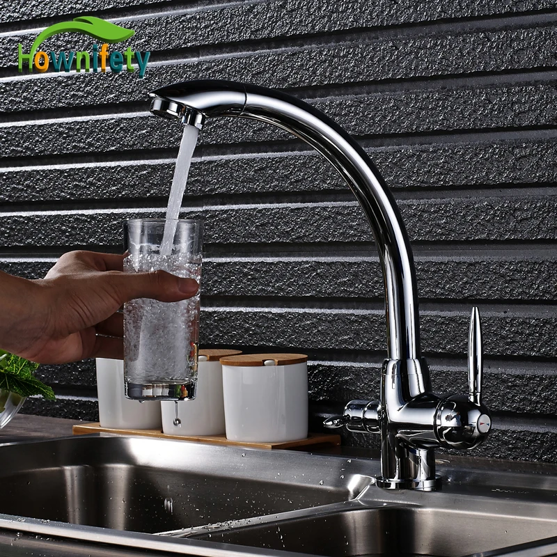 

Chrome Polished Kitchen Faucet Pure Water Faucet Hot and Cold Water Purification Mixer Tap Deck Mounted