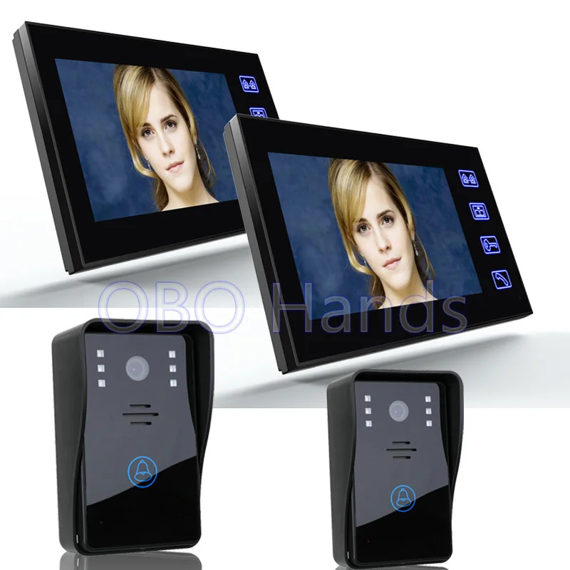 7 Color Video font b door b font phone Intercom System 2 Monitor And 2 Touch