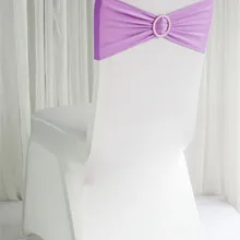 Лавандовая эластичная лайкра стул с круглой пряжкой/спандекс стул полоса для свадьбы, памятные события украшение для банкета и вечеринки/стрейч створки