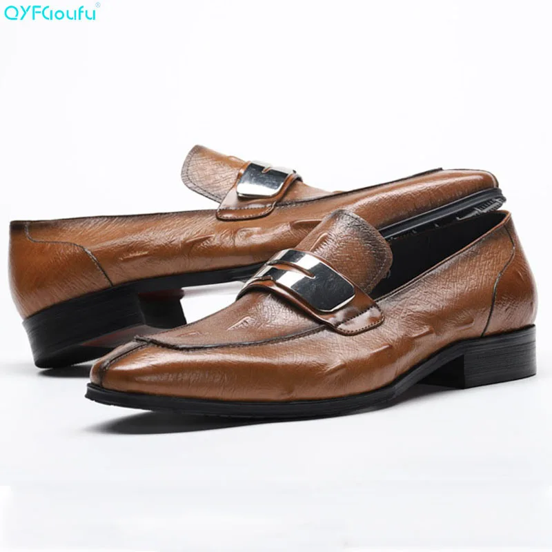 

Italian Spring Autumn Men Formal Wedding Shoes Genuine Cow Leather Crocodile Pattern Designer Man Loafer Dress Shoe