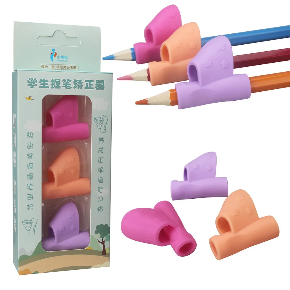 

3pcs/set Children Pencil Holder Writing Corrector Kid Silicone Pen Writing Aid Grip Posture Correction for Students Gift Package