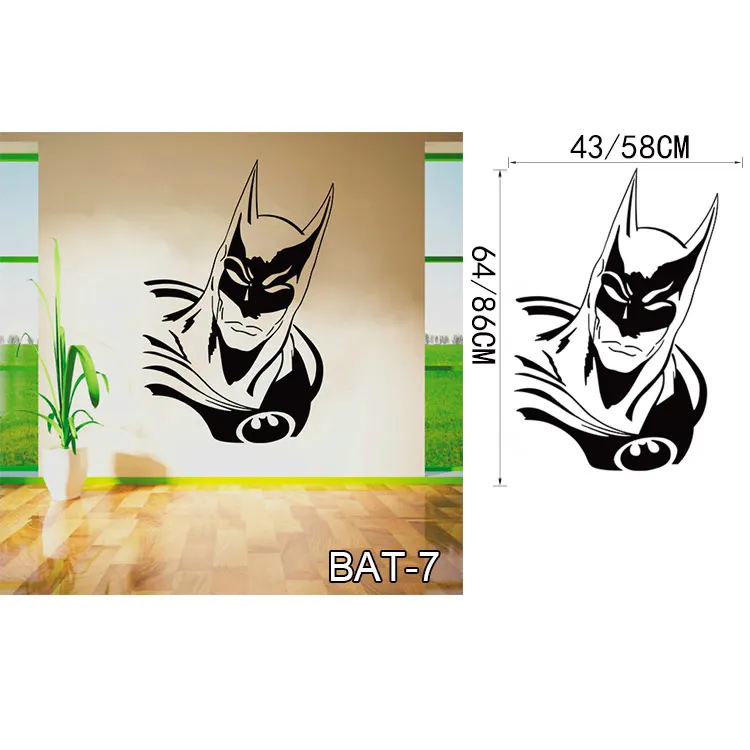 Супер Бэтмен-герой виниловые настенные художественные наклейки плакат обои детская тематическая комната наклейки настенные наклейки для мальчиков и детская комната - Цвет: BAT7