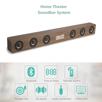 

Wireless TV Soundbar Bluetooth Speaker 30W Sound Bar Hifi Stereo Sound Wooden Sound Bar with RCA AUX HDMI For TV Home Theater
