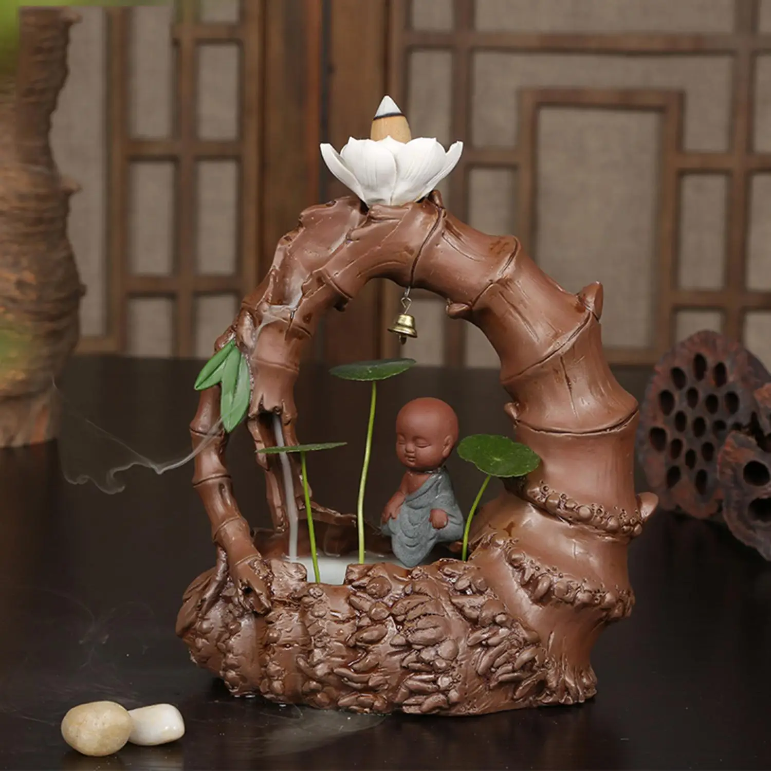Monk bamboo platform ceramic incense burner Cone burner incense stick