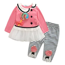 Bébé Fille Vêtements Costumes 2017 Automne De Mode Nouveau-Né Enfants Filles Veste Manteau + Pantalon Rayé 2 pcs Vêtements Ensembles Roupa De Bebes Menina