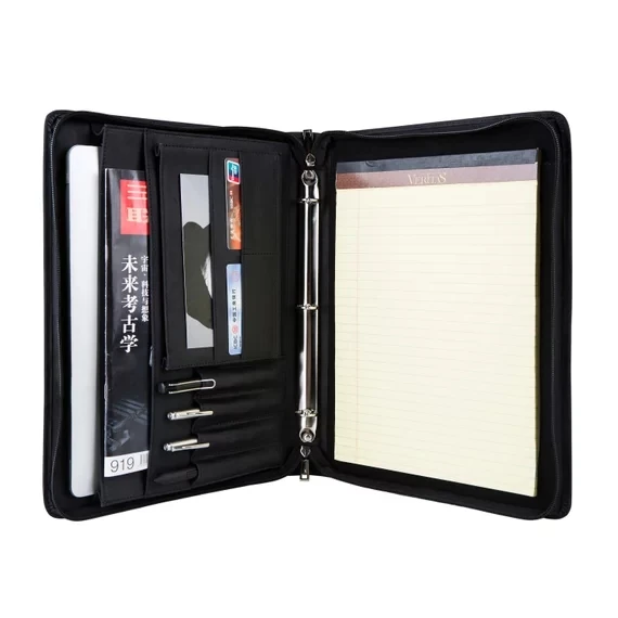 

iLooker Vintage Crazy-horse Portfolio Business Organizer Genuine Leather Padfolio Case with A4/Letter-sized Notepad Holder