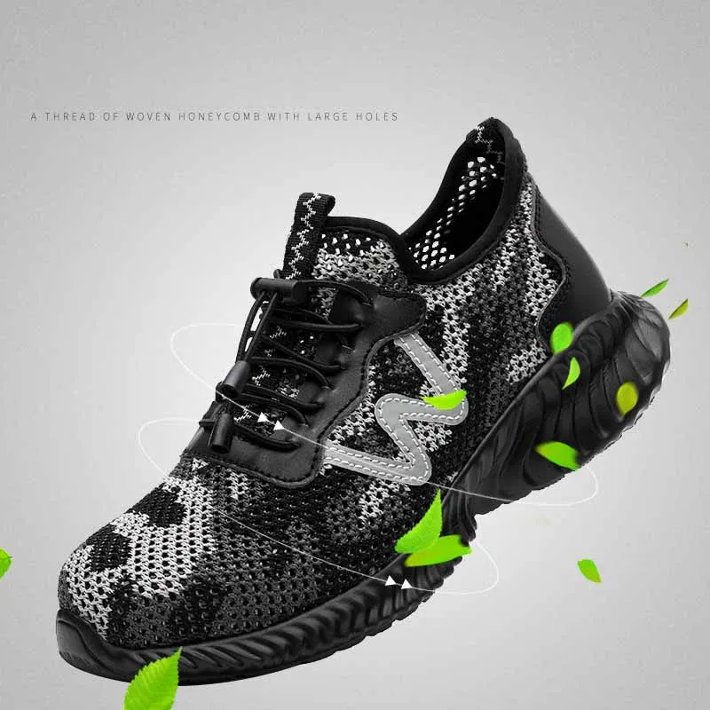 New Aidenkid breathable safety shoes men's Lightweight summer anti-smashing piercing work sandals Single mesh sneakers 36-46