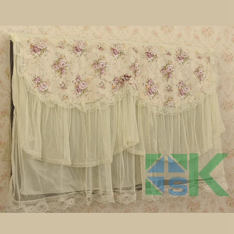 

1pcs Pastoral Lace Wall Mounted TV Cover Hanging Lace Dust Proof Cover All-inclusive Cover for Household Home Decor
