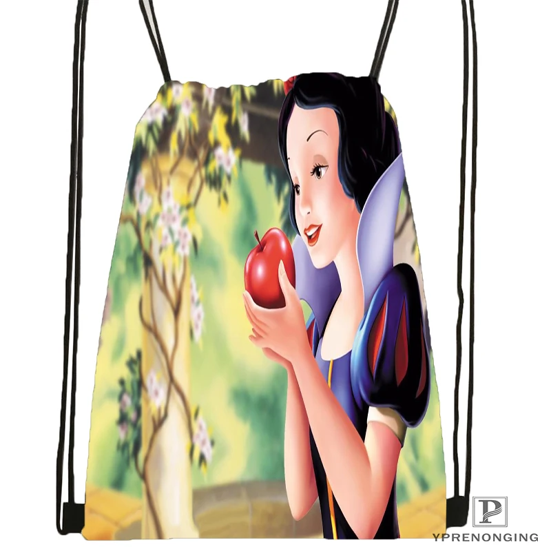 Custom Snow White Drawstring Backpack Bag Cute Daypack Kids Satchel Black Back 31x40cm 180531 03 68