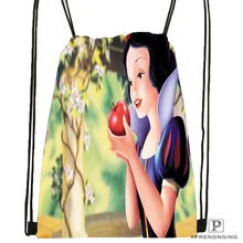 Custom Snow White Drawstring Backpack Bag Cute Daypack Kids Satchel (Black Back) 31x40cm#180531-03-68