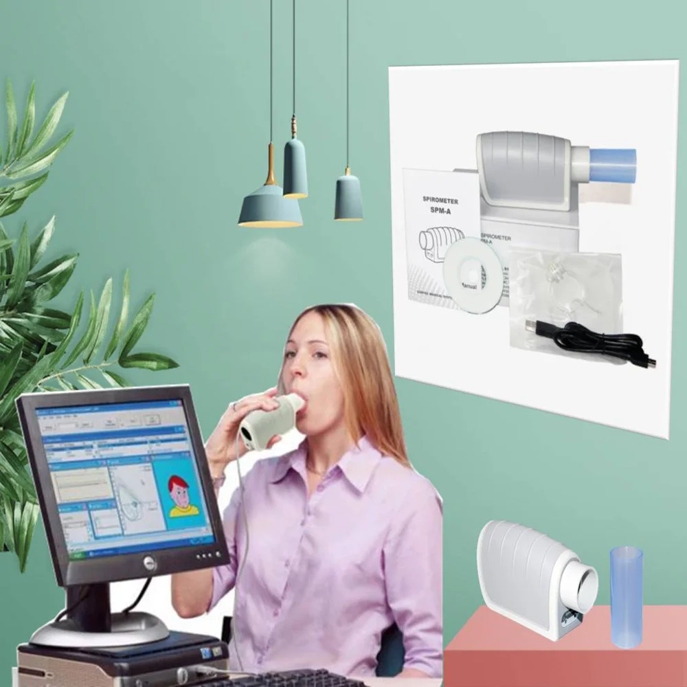 

SPM-A Digital Hand-held Spirometer Lung Breathing Mouthpiece PC Software Lung Condition Check,FVC,VC, MVV Pulmonary Function