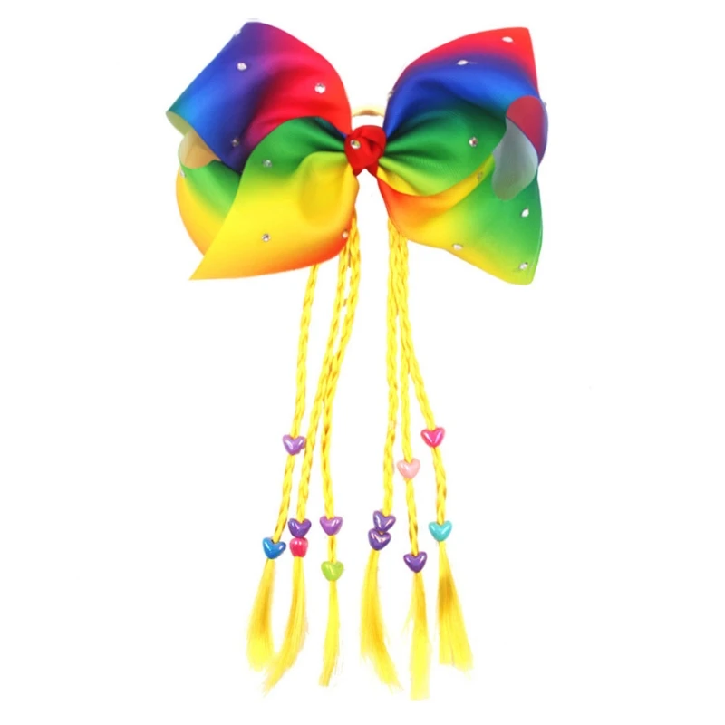 Threaded Ribbon Bow Children's Girls Flash Hair Accessories Colorful Hair Rings
