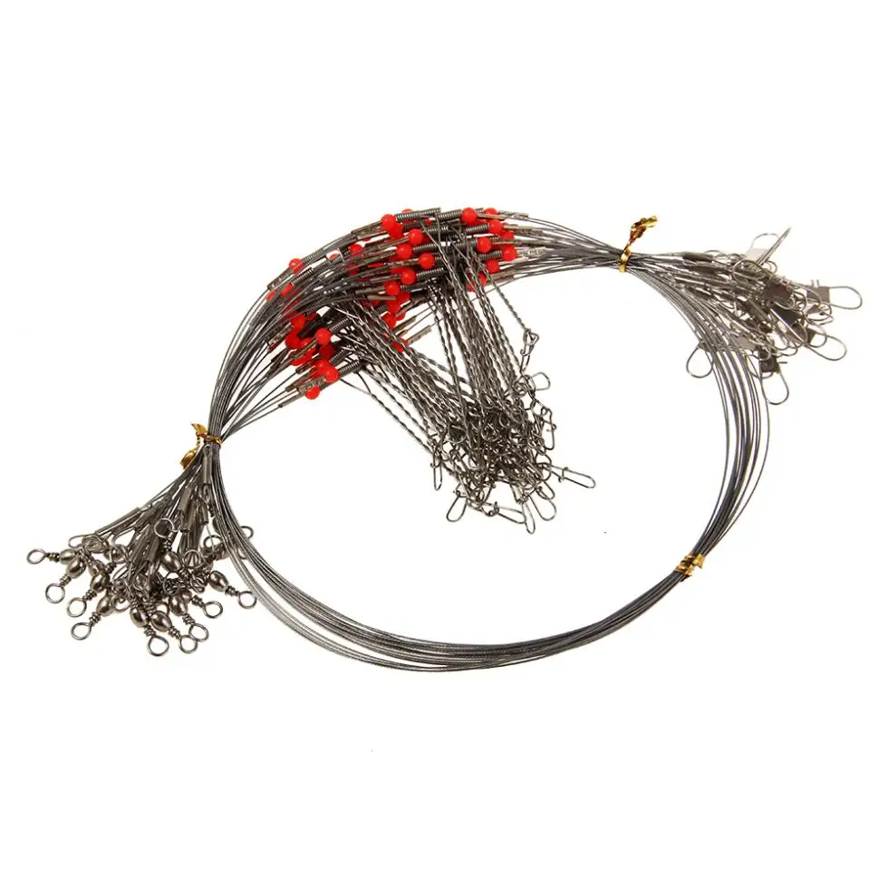 20pcs Fishing Rigs 2 Arm Stainless Steel Swivel Wire Leader Fishing