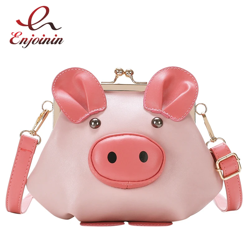Черный и розовый милый дизайн свинья модные Повседневное Pu Дамы Сумка Кроссбоди мини сумка Bolsa клапаном Сумочка Кошелек