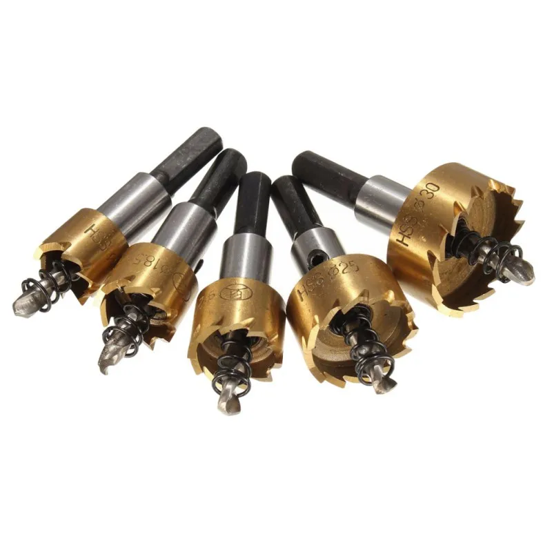 5pcs Carbide Tip HSS Drill Bit Saw Set Metal Wood Drilling Hole Cut