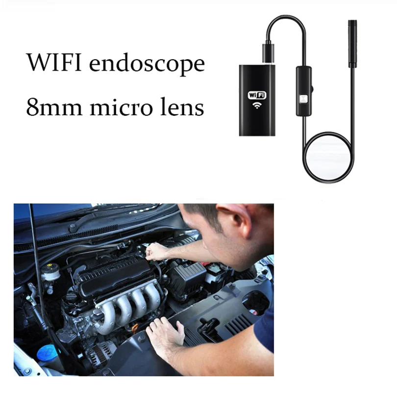 Telescoping Wifi Endoscope Inspection Camera IP67 Waterproof WiFi Borescope With 6 LED For iOS Android HD lens | Мобильные телефоны