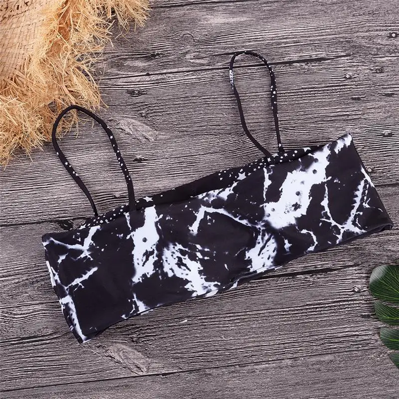 Sexy Marble Print Bandeau Bikini Low Waist Swimwear Women Swimsuit Padded Strapless Swimsuit Beachwear Brazilian Thong Bikinis Sexy Marble Print Bandeau Bikini Low Waist Swimwear Women Swimsuit Padded Strapless Swimsuit Beachwear Brazilian Thong Bikinis