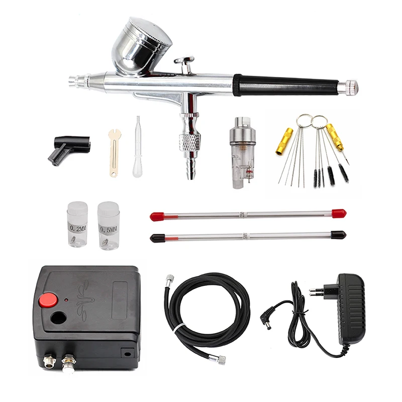 

Dual Action Mini Airbrush Spray Gun With Compressor Cake Decoration 100-250V 0.3MM 0.5MM With Airbrush Cleaning Set Air Filter