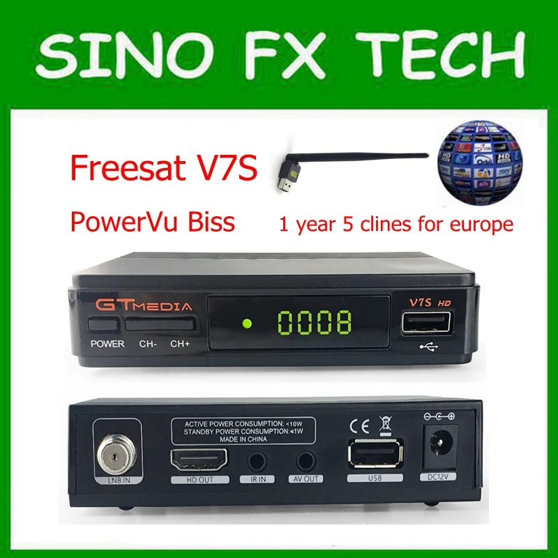 

Freesat V7S HD DVB-S2 Satellite Receiver FTA 1080P with 1 year clines for Europe