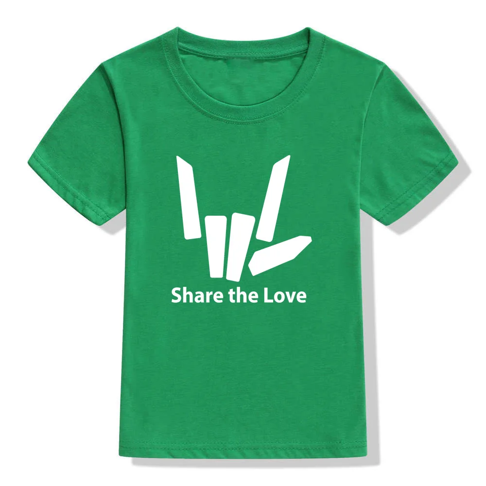 Share The Love Print New Fashion Childrens Tees Boys O-neck Short Sleeves Shirt Girls Fashion Street Style Soft Tops Tshirt