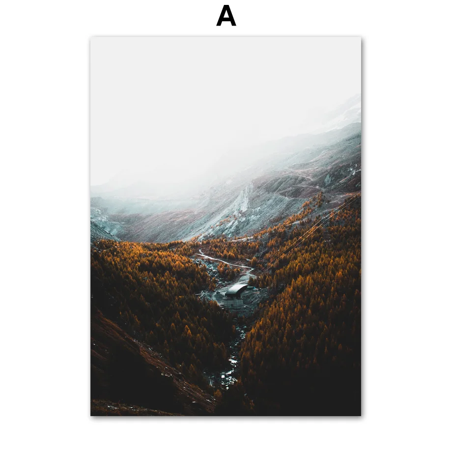 Ice-Mountain-Road-Pine-Forest-Wall-Art-Canvas-Painting-Landscape-Nordic-Posters-And-Prints-Wall-Pictures(3)