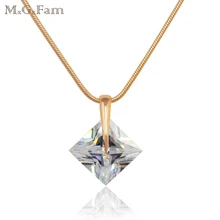 MGFam 新デザインシングル平方ペンダントエレガントな女性のため 18 18 k イエローゴールド色 45 センチメートルヘビチェーン(China)