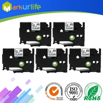 

Markurlife 5PCS 6mm x 8m black on clear tape TZe111 TZe-111 TZ111 TZe111 TZ111 100% Compatible brother P-touch TZ Tze label tape