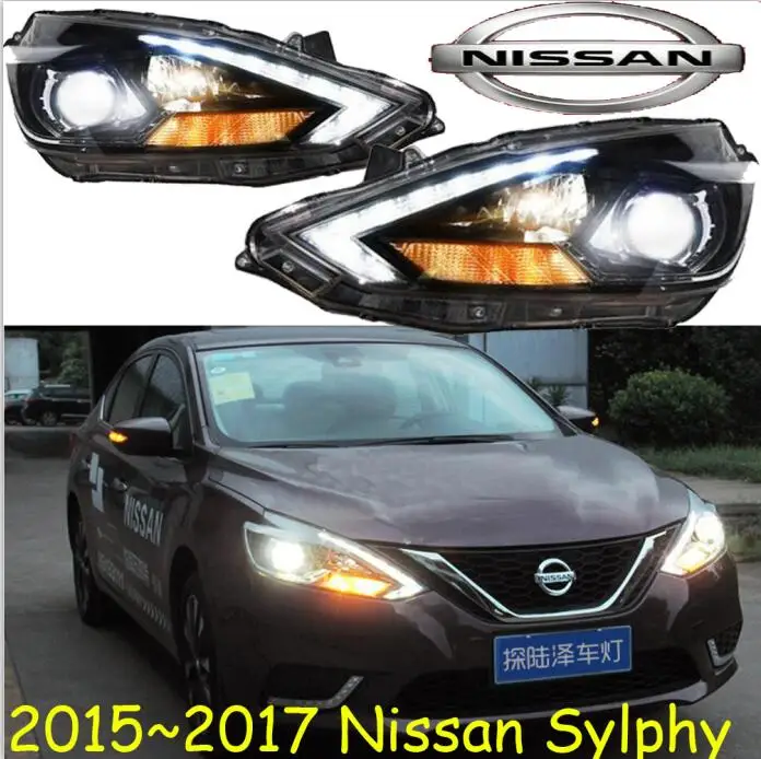 Автомобильные фары для Sylphy sentra год светодиодный DRL ходовые огни Биксеноновые Противотуманные фары ангельские глазки авто - Цвет: Model2 style