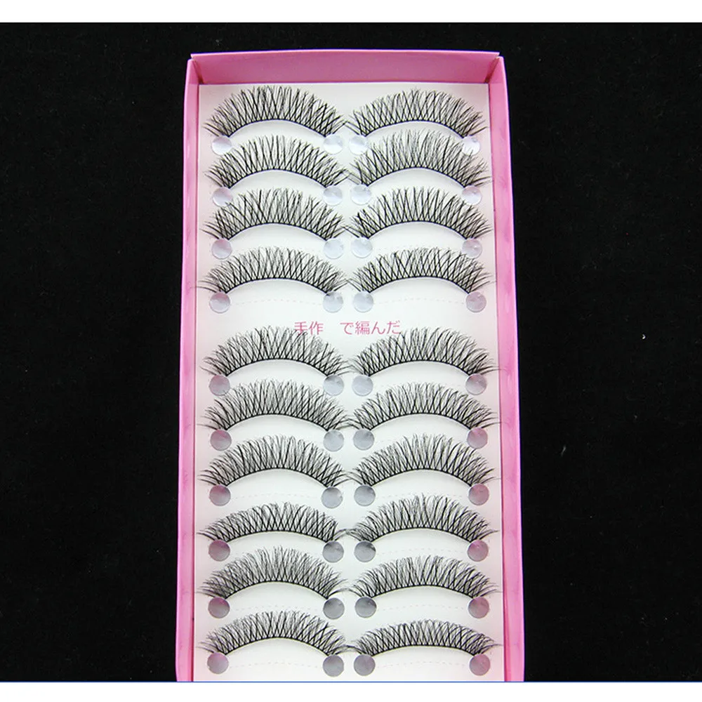 

10Pairs Brand New Makeup False Eyelashes Fashion Natural Handmade Long False Black Eyelashes Makeup L58