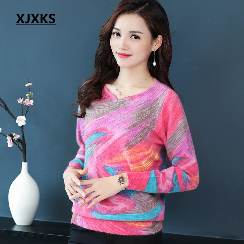 

XJXKS Sweters Women 2019 Autumn Elasticity Comfortable Plus Size Women Casual Long Sleeve High Quality Ladies Pullover Sweaters