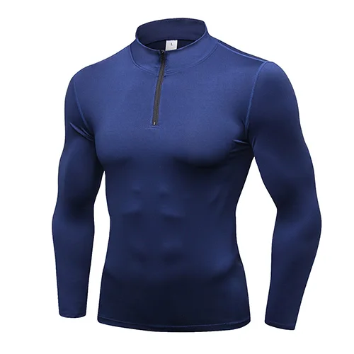 Новинка, теплая спортивная футболка с длинным рукавом, Мужская футболка для футбола, спортивная одежда, быстросохнущая Мужская футболка, Рашгард, Спортивная футболка для мужчин - Цвет: 9004navy blue
