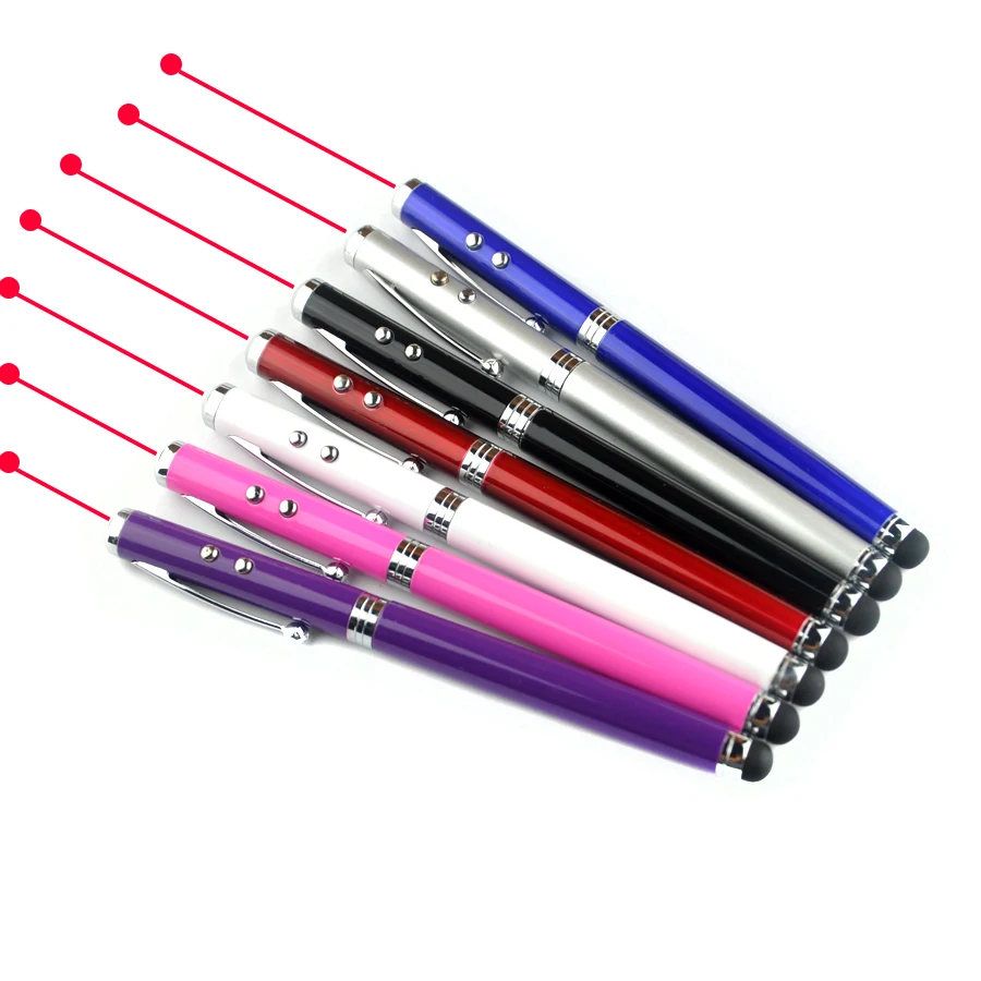 100pcs 4 in1 Red Laser Pointer LED Torch Touch Screen Stylus for iPhone