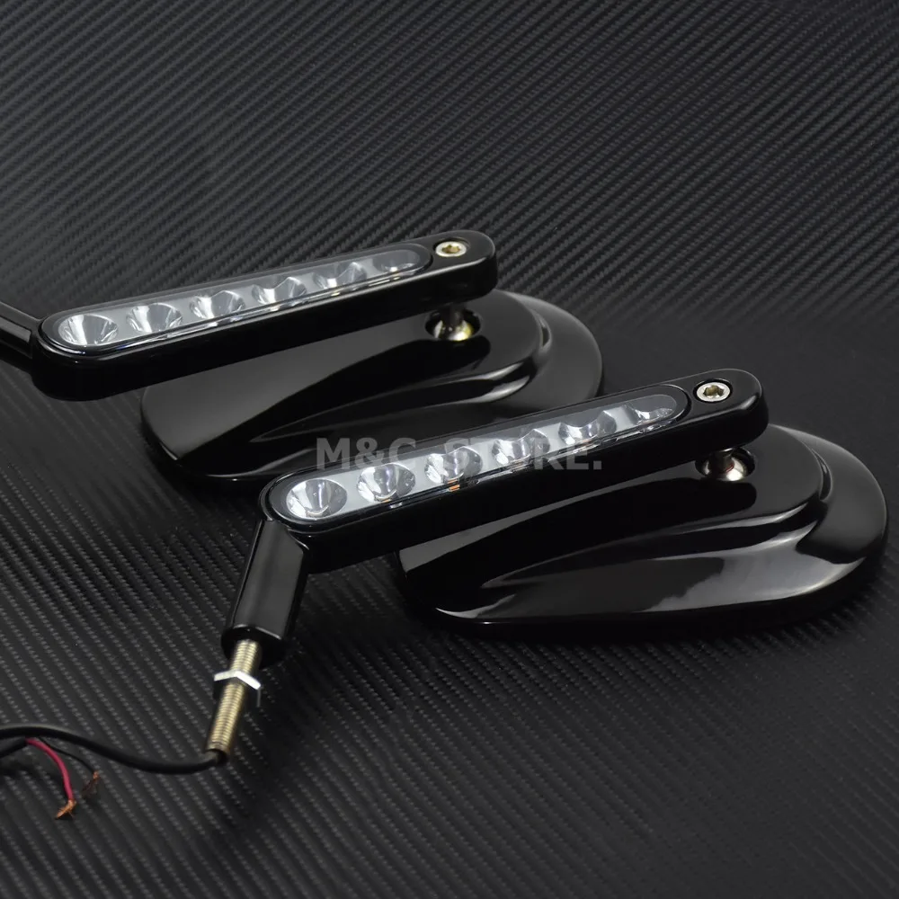  Black Rear View Mirror LED Turn Signals Light For Harley Sportster XL 883 1200 Touring Electra Glid - 32882543095