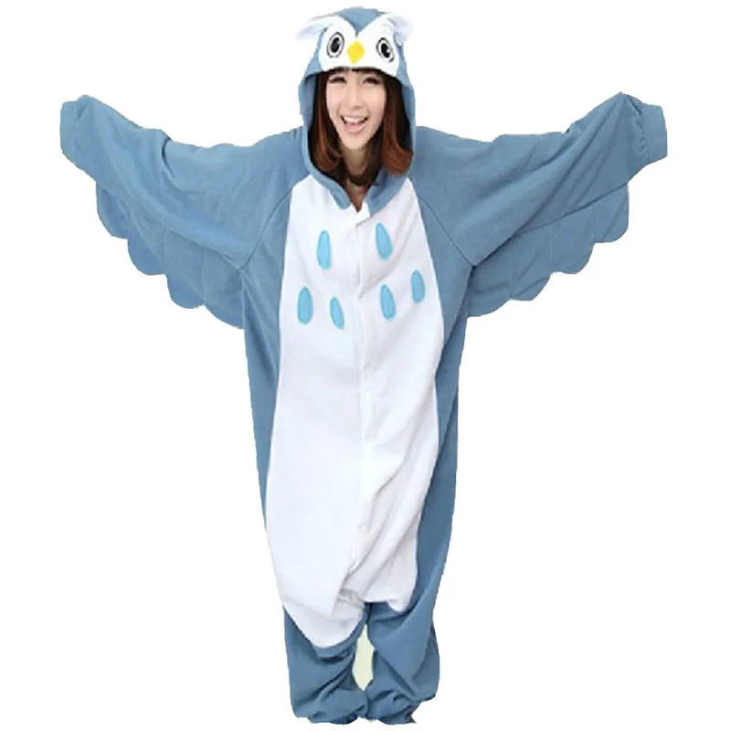 

Newest Owl Unisex Adult Casual Flannel Pajamas Halloween Cartoon Animal Sleepwear For Women Men