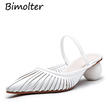 

Bimolter 2019 Hollow Out Elegant Woman Slipper Shoes Pointed Toe Strap Shallow Mouth Fashion Shoe White Yellow Cut Out Shoe B143