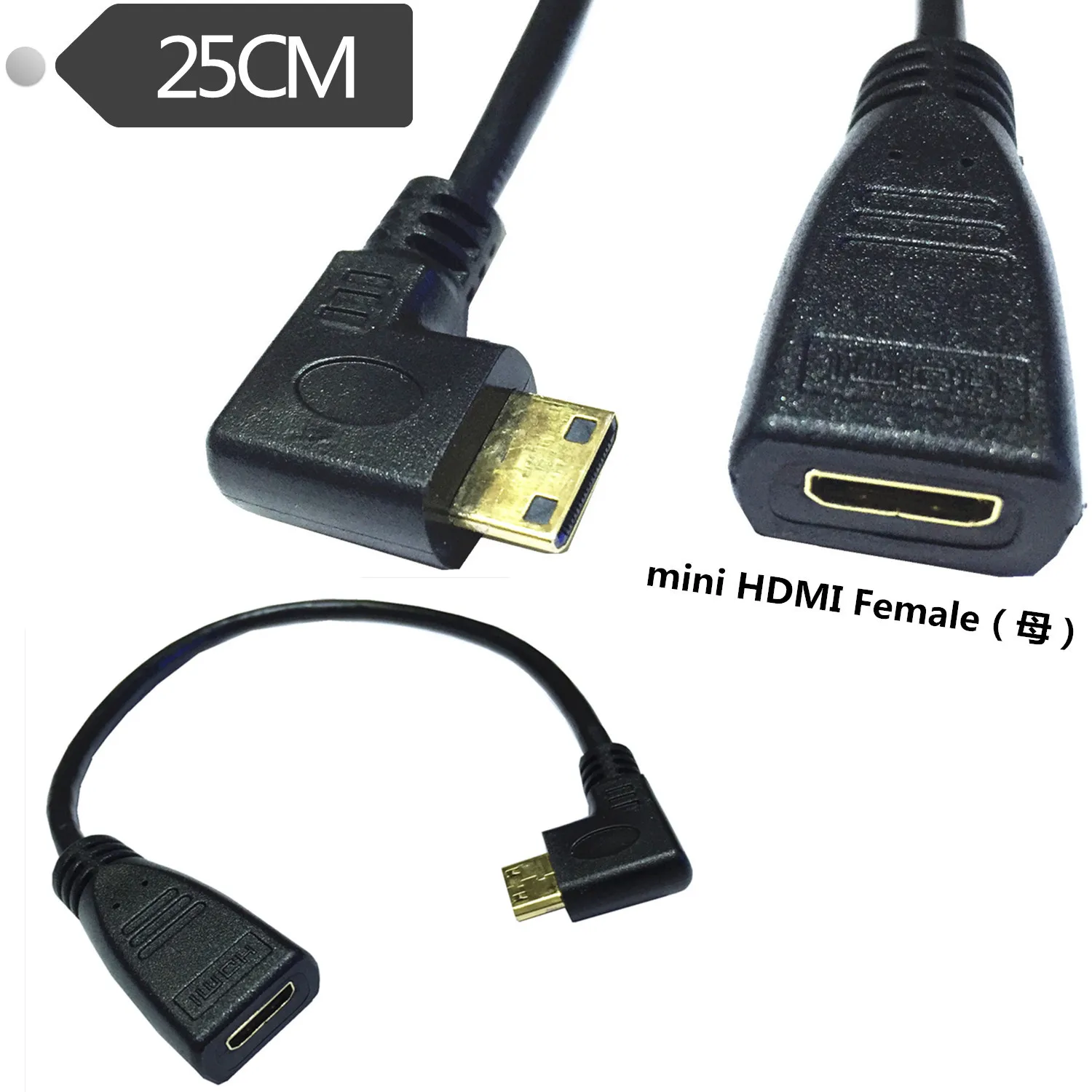 90 degreedeg левом Бенд Мини HD революция Женский Удлинительный кабель mini HDC типа C