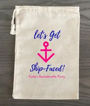 

custom Ship-Faced wedding survival Kit muslin favor gift bags Welcome Candy pouches Bachelorette bridal shower party gift bag
