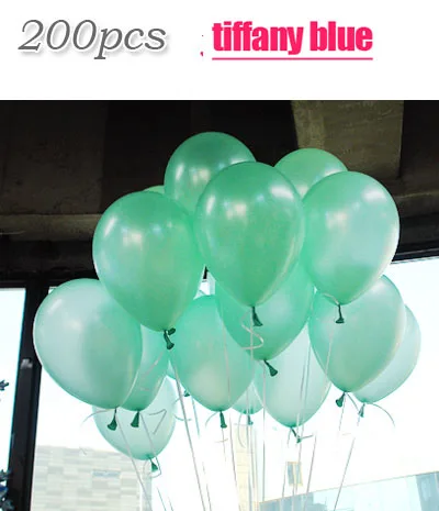 200 шт./лот, воздушные шары, свадебный декоративный шар, шары на день рождения, 10 дюймов, 1,5 г, белые, вид шариков, Белоснежки, вечерние шары - Цвет: Tiffany  200PCS