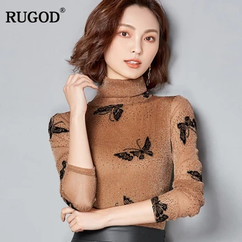 

RUGOD Three Quarter Sleeve Women's Turtleneck Autumn Winter 2018 Women's Sweater With Appliques Solid Printed Pullover Women