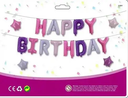 16 дюймов розовое золото письма с поздравлениями с днем рождения воздушный шарик на день рождения ребенка вечерние украшения фольги надувные шары Globos Baloes воздушный шар - Цвет: Purple MIXed