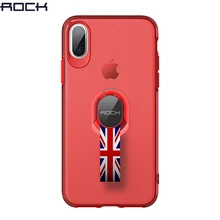 For iPhone X Protection Case With Holder Stand Strap ROCK Transparent Finger Ring Grip Case For