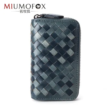 

2019 Key Holder Genuine Leather Single&Double Key Wallets Key Organizer Bag Hand-made Knit Car Housekeeper Holders Car Key Case