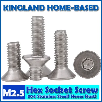 

M2.5 DIN7991 Hexagon Hex Socket Countersunk Flat Head Cap Screws 304 Stainless Steel DIY Home Maintain Matel Working