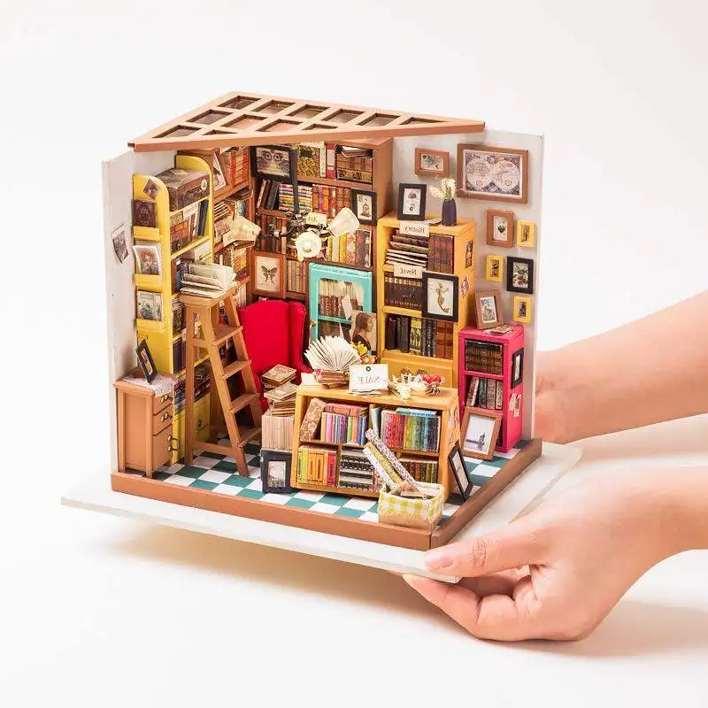 DIY House Miniature with Furniture Wooden Architecture Toy 3D Model Building Blocks Toys for Children