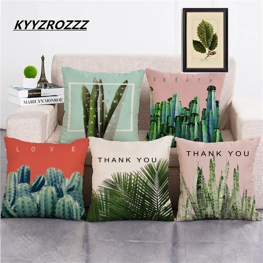 

Palm Tree Banana Cushion Cover Green Cactus Candy Color Birds Pillow Case 45X45cm Pillow Covers Bedroom Sofa Decoration