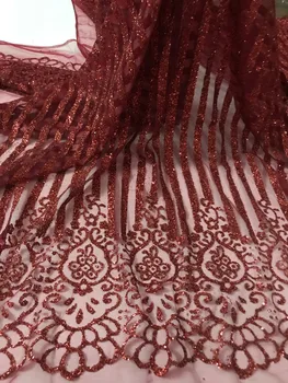 

5yards shining glued print glitter sparkle net tulle mesh lace ZH-72810 for fashion dress